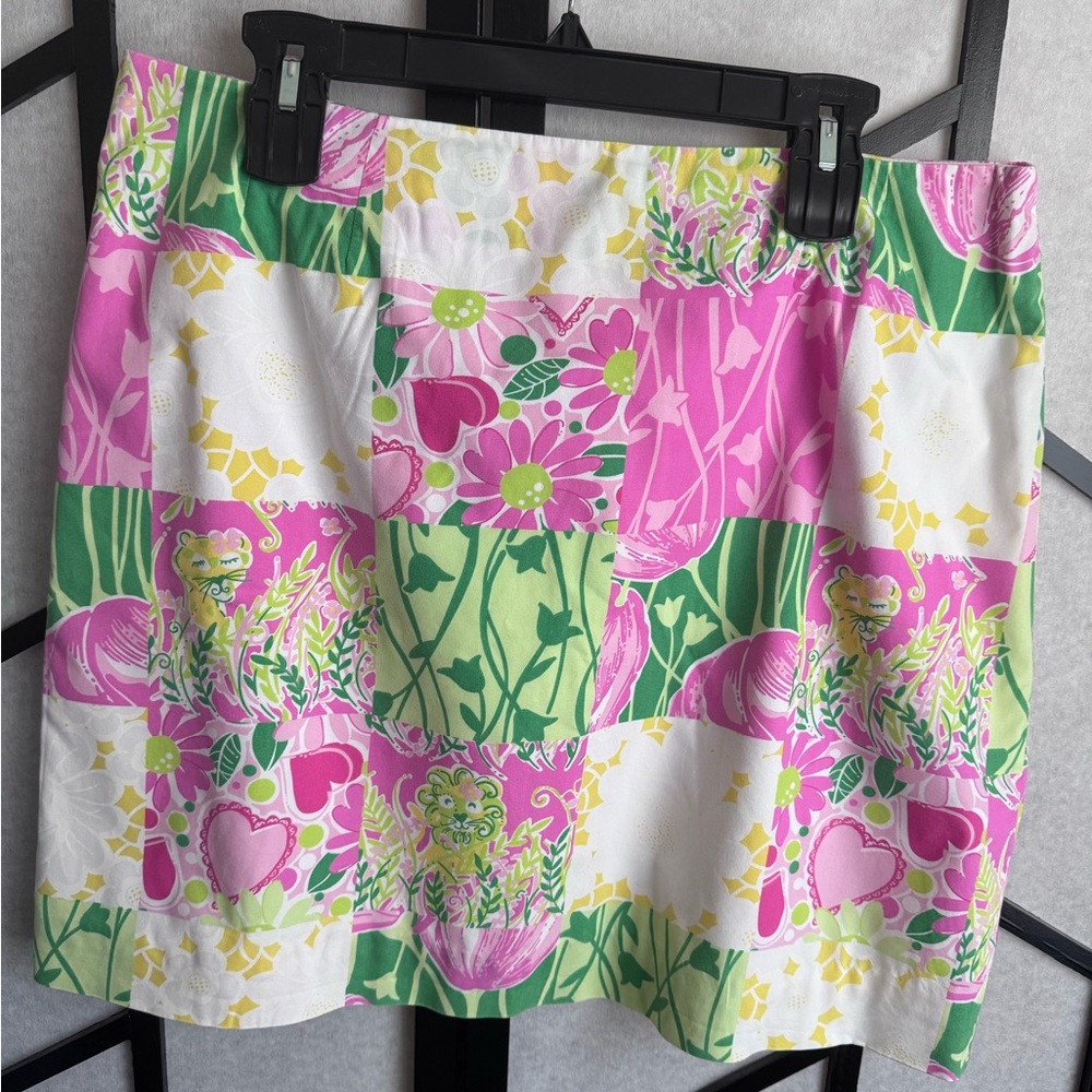 Vintage Lilly Pulitzer Colorful Hearts and Flowers Skirt